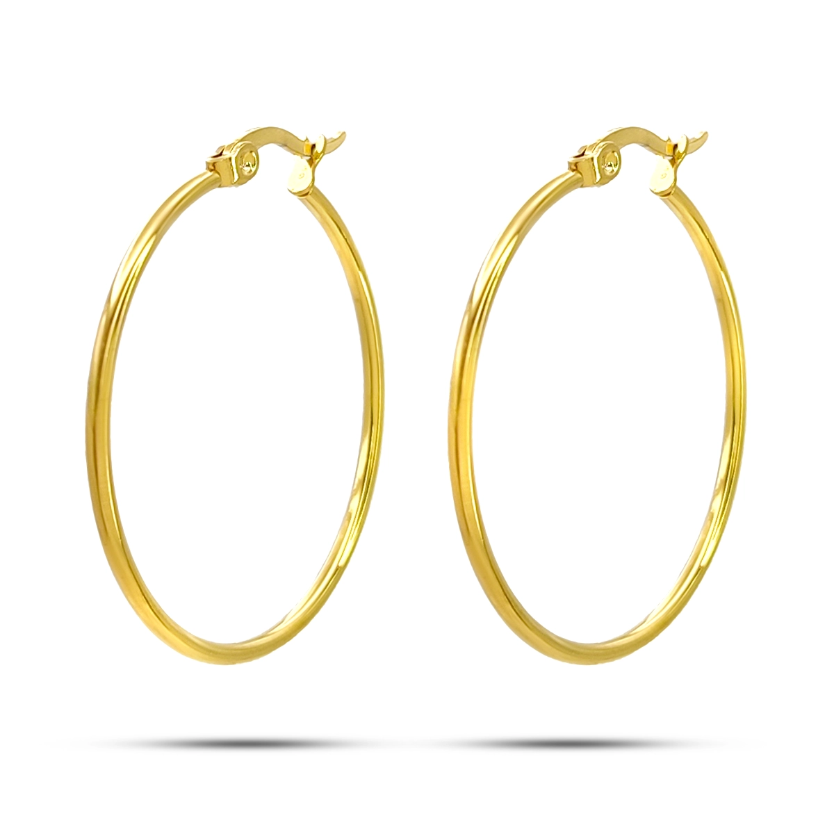 Aretes Acero Dorado Arracadas Sencillas Delgadas 32 mm