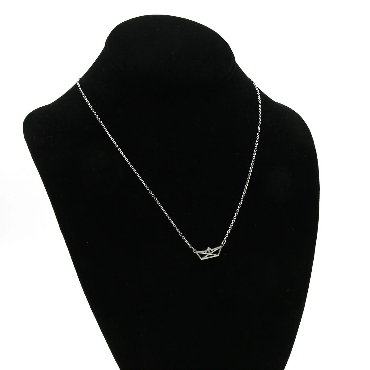 Set Joyeria Acero Plateado Barco Barquito Papel Silueta
