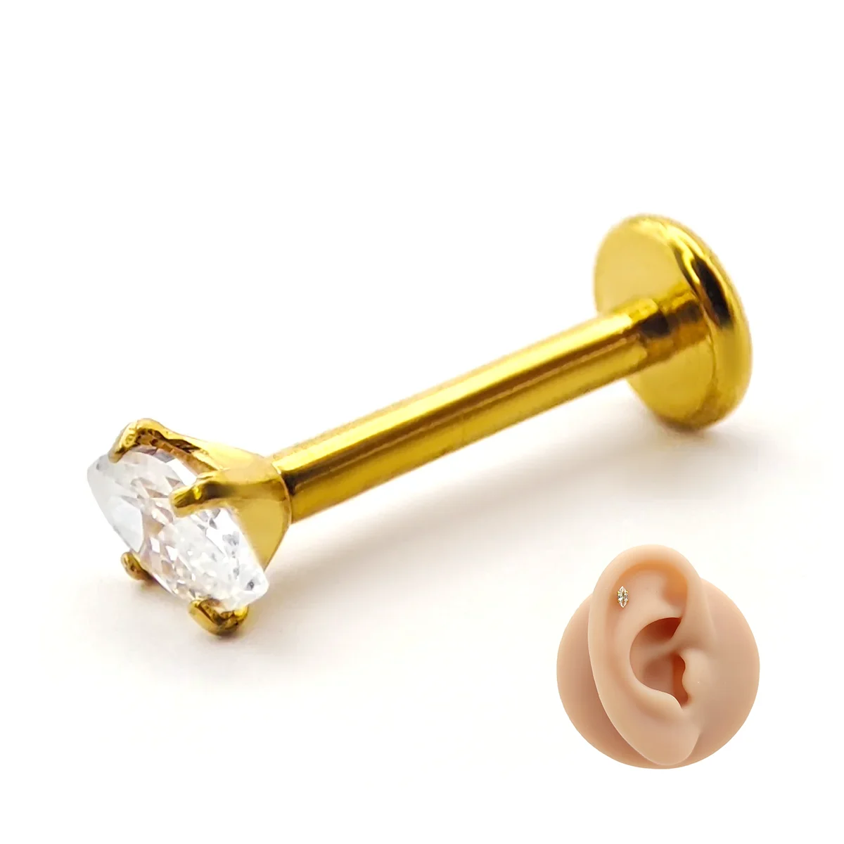 Piercing de Oreja Acero Zirconia Clara Corte Marquesa
