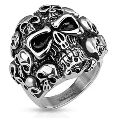 Anillo Acero Inoxidable Diseño Calavera Infernal