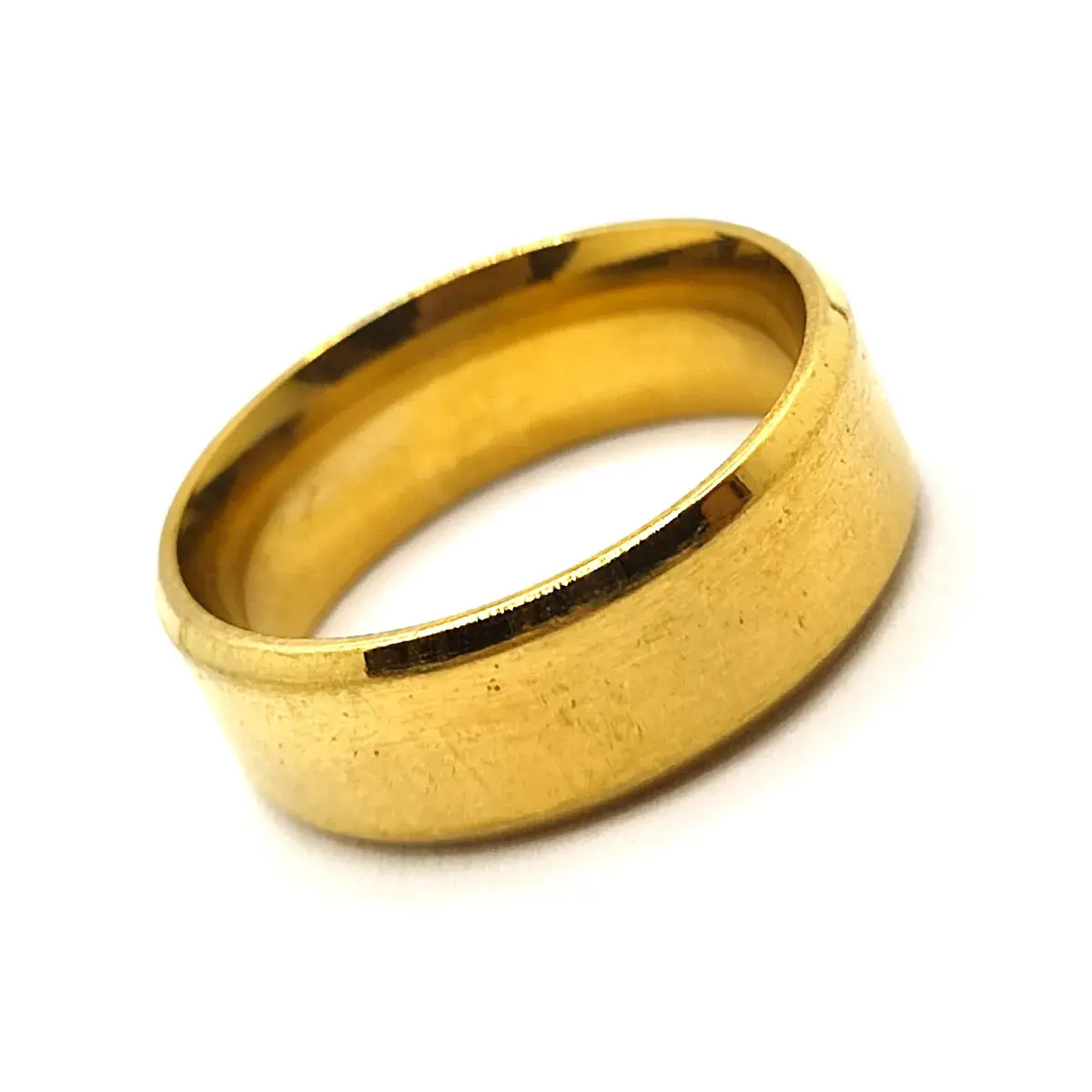 Anillo Acero Inox Dorado Argolla Satinado Biselado 8mm