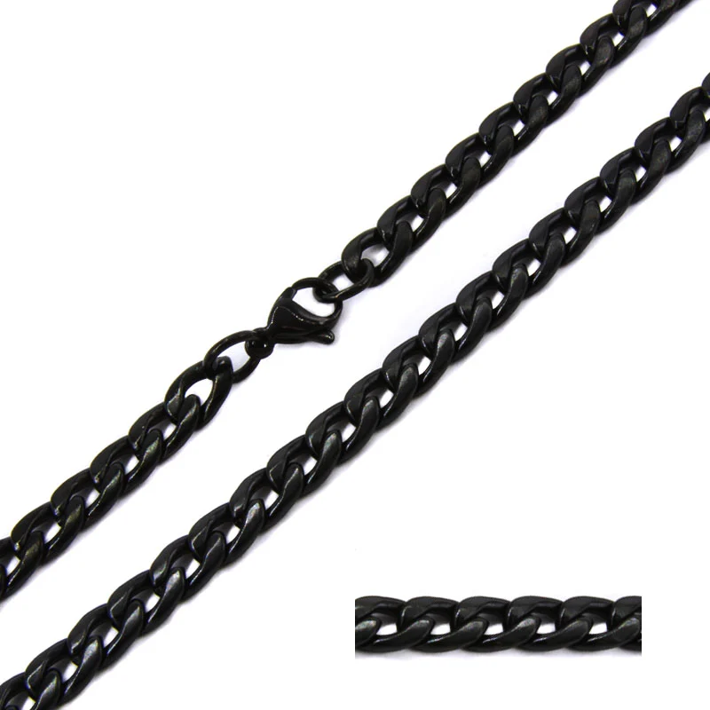Cadena Acero Inox Negro Eslabón Cubano 6mm x 50cm