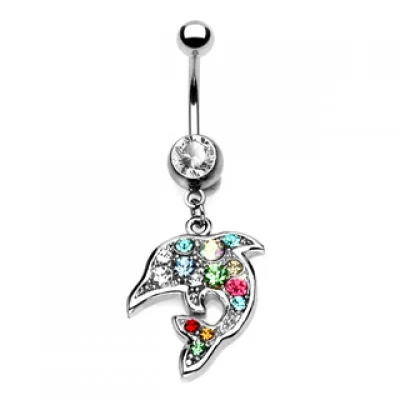 Piercing para el ombligo Delfin con Zirconias