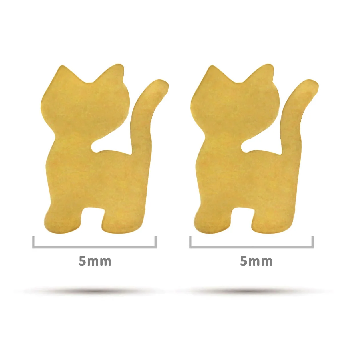 Arete Tipo Broquel Acero Dorado Mini Gato Gatito Minino