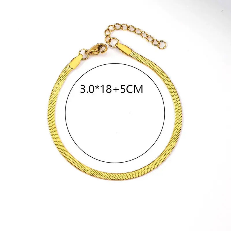 Pulsera Acero Dorado Planchada Panza de Vibora Lisa 3mm