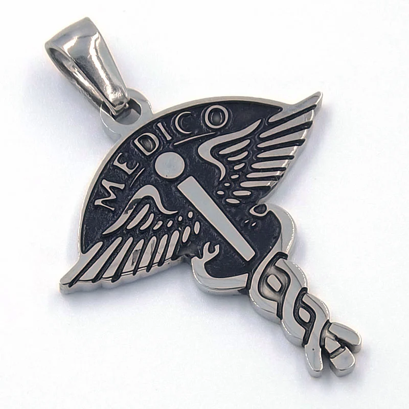Dije de Acero Vara de Esculapio Símbolo Médico