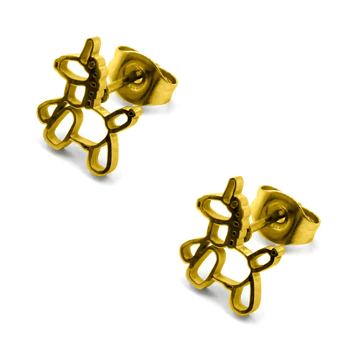 Set Joyeria Acero Dorado Unicornio Globo Fantasia