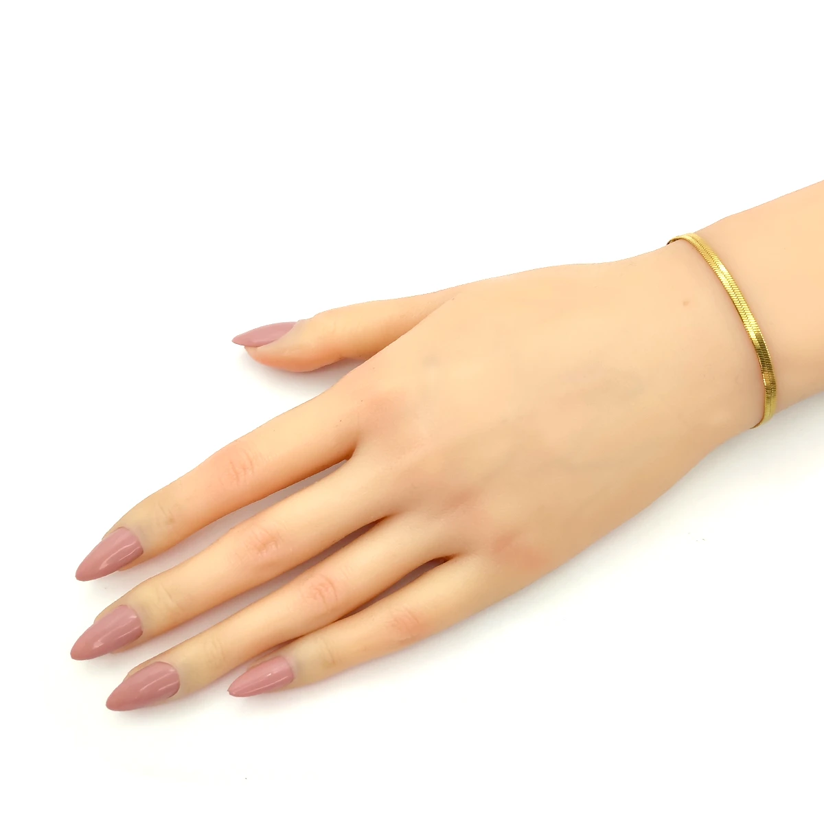Pulsera Acero Dorado Planchada Panza de Vibora Lisa 3mm