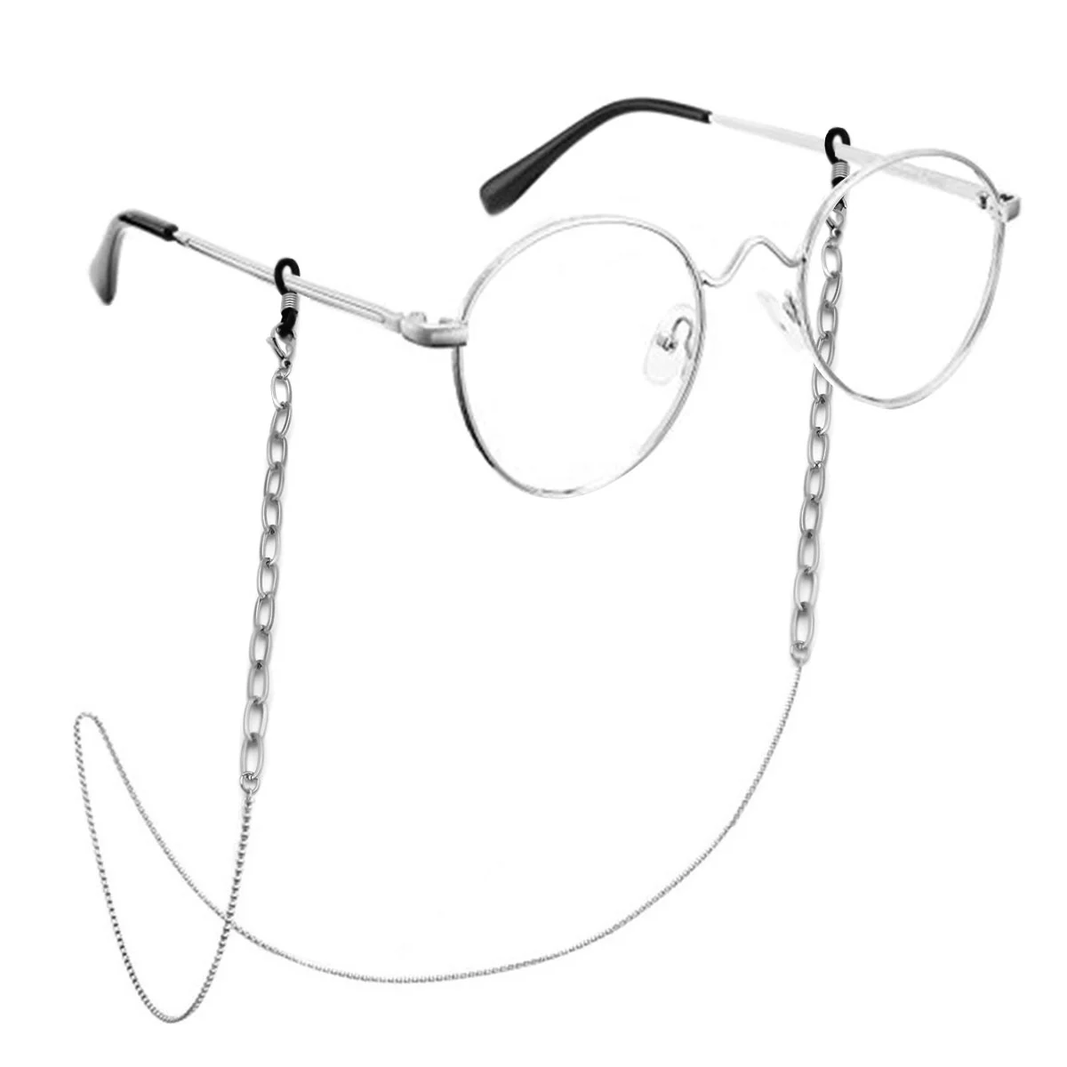 Cadena Lentes Plateado Eslabon Delgado Ovalado Sencilla