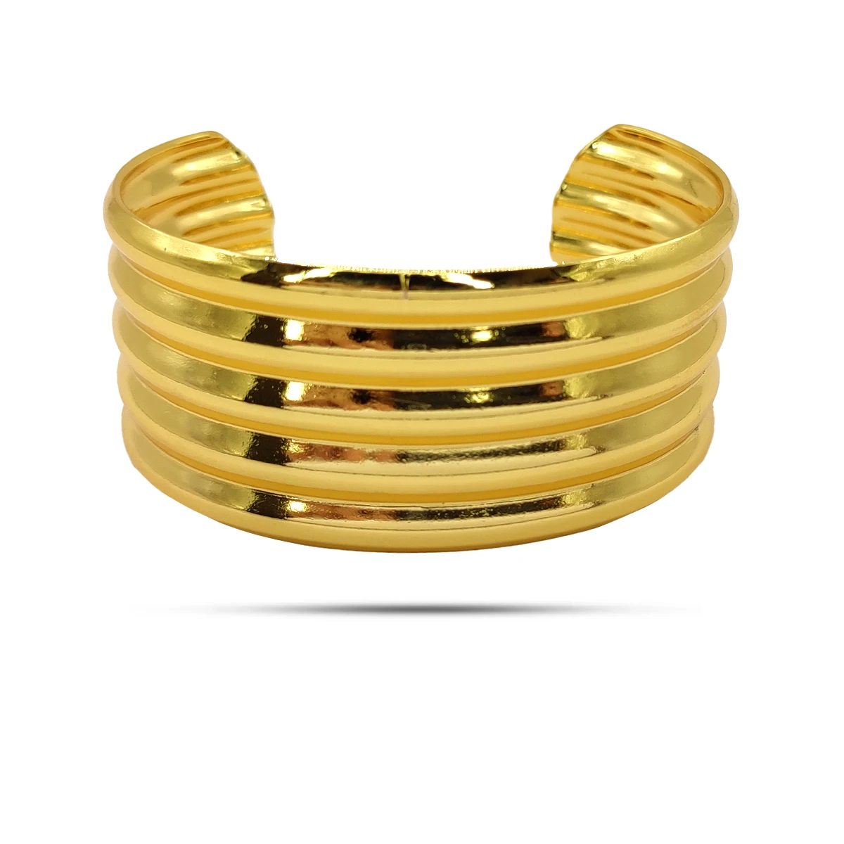 Pulsera Acero Brazalete Ajustable Grueso Cinco lineas