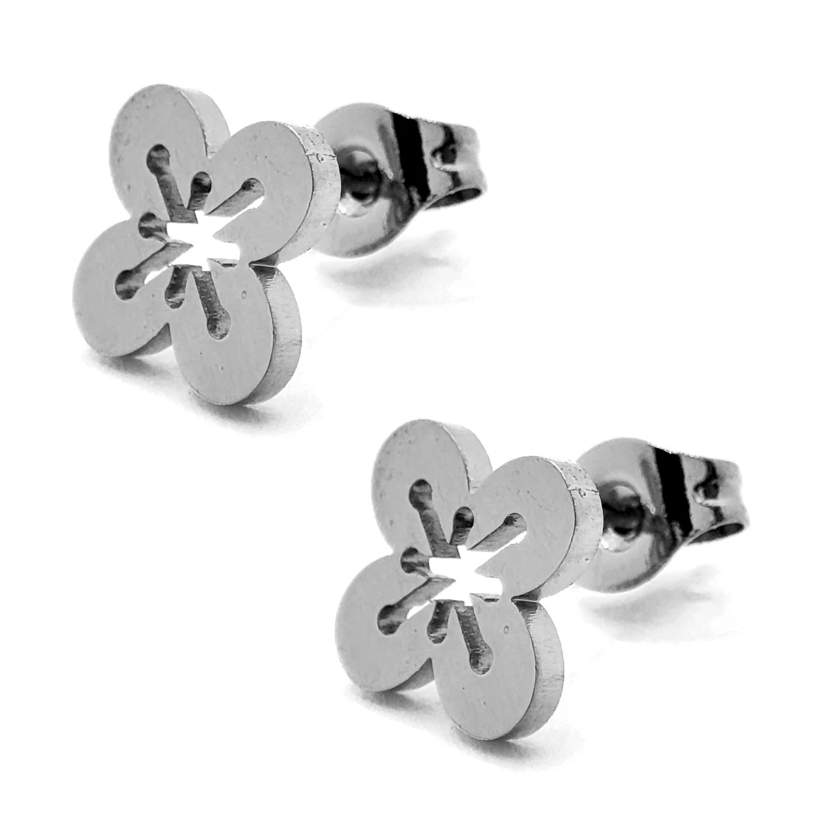 Set Joyería Acero Plateado Gato Suerte Fortuna Gatito