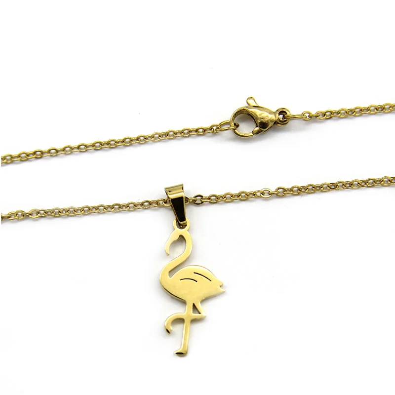 Set de Joyeria Acero Inoxidable Dorado Flamingo Flamenco