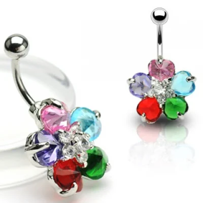 Piercing en el ombligo Diseño Flor de Corazones 2