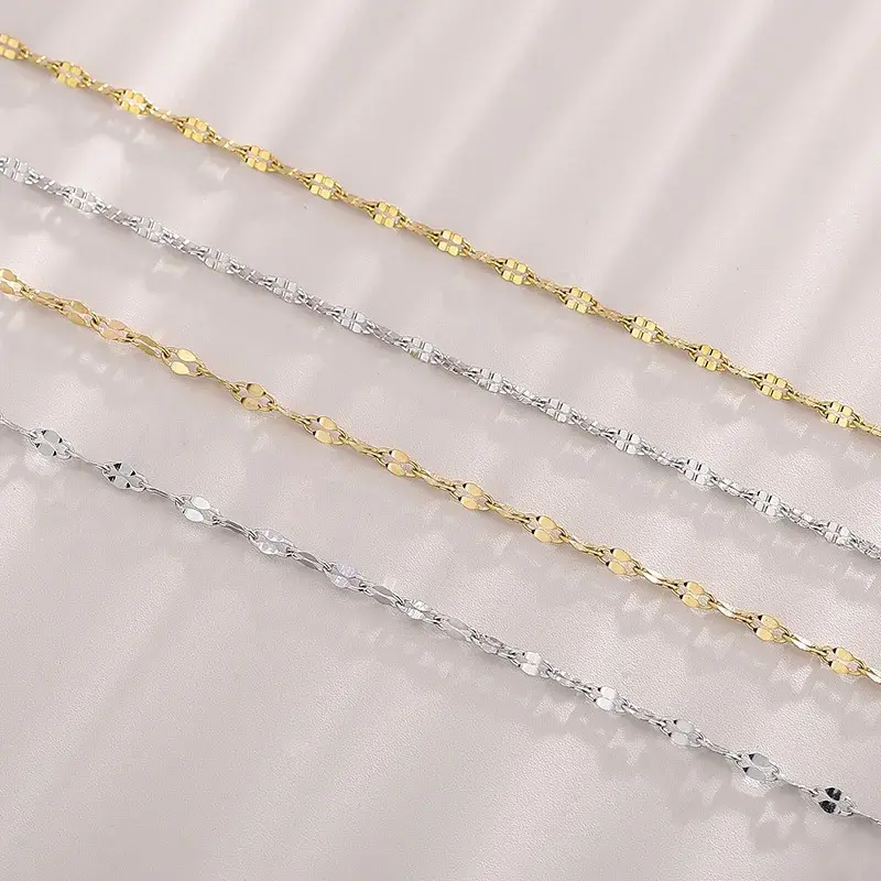 Cadena Acero Delgada Eslabón Petatillo Dos Petalos 2 mm