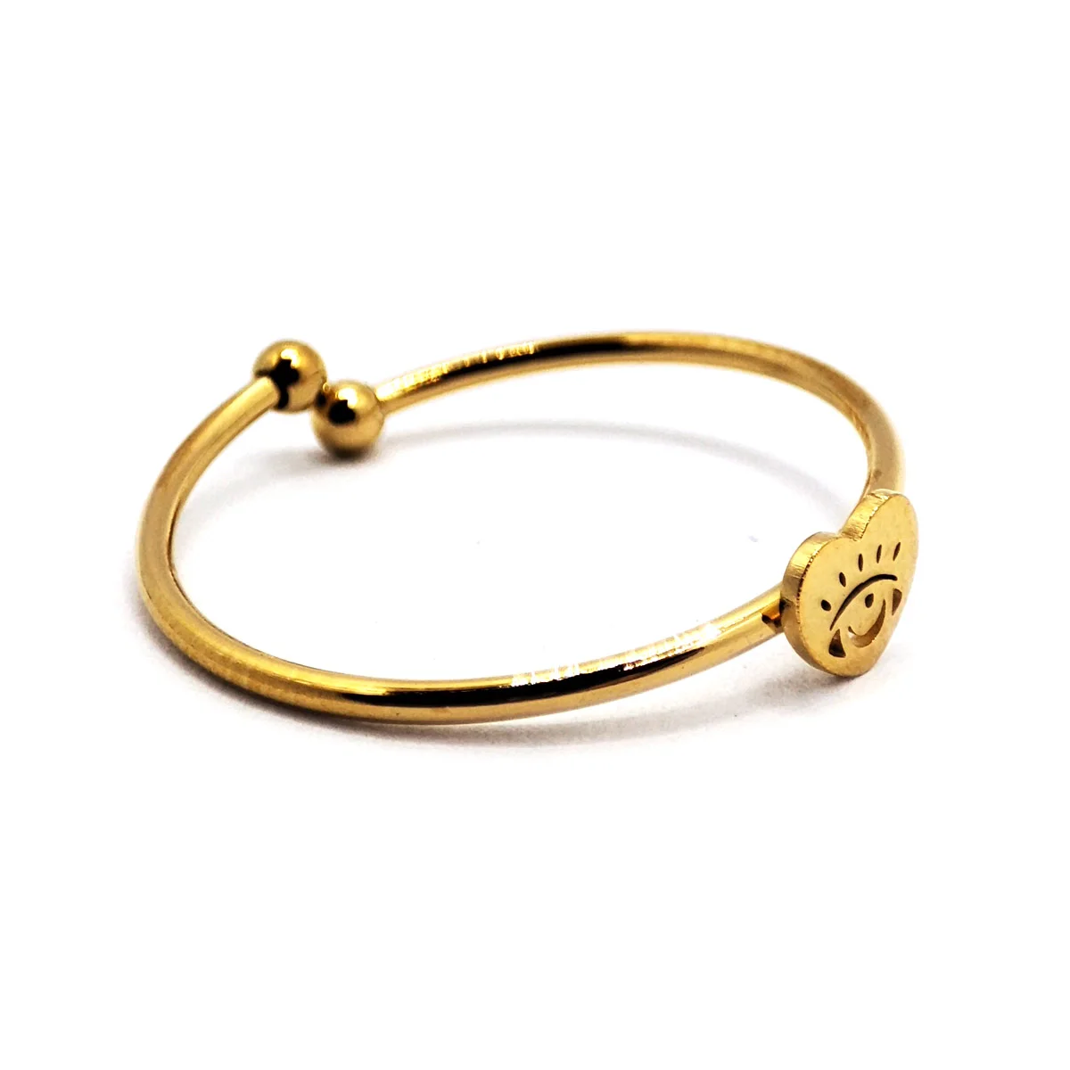 Anillo Acero Dorado Slim Delgado Ojo Corazon Ajustable
