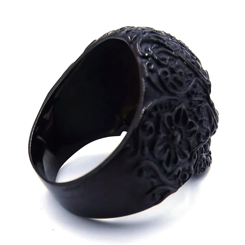 Anillo de Acero Negro Calavera Garbancera Catrina