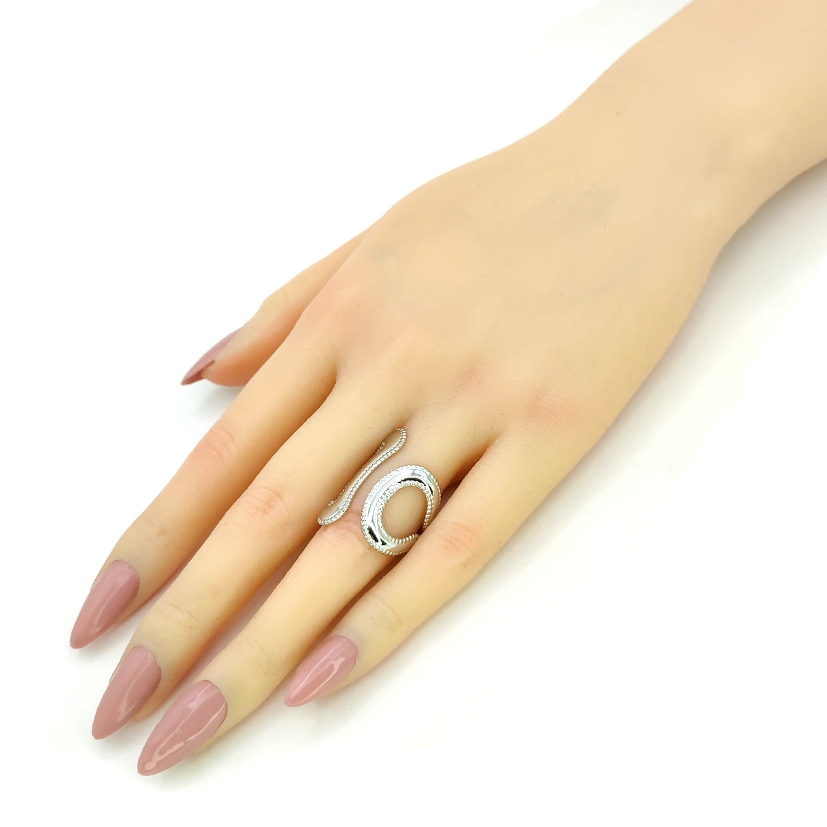 Anillo Acero Inox Plateado Irregular Contorno Punteado