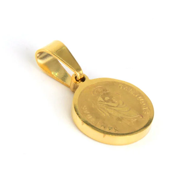 Dije Acero Inox Dorado Medalla San Judas Tadeo 12Mm