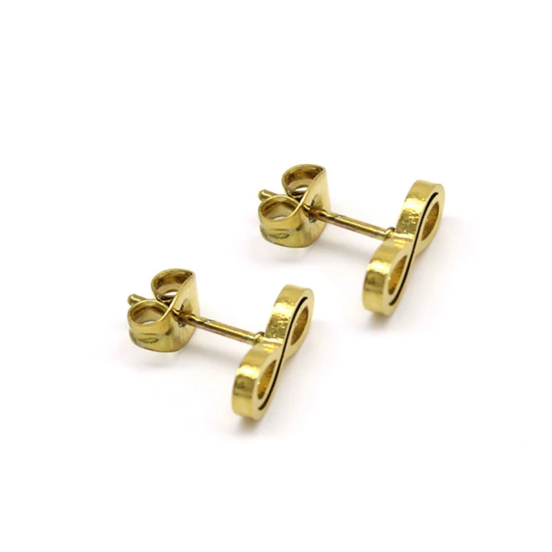 Aretes Tipo Broquel Acero Inoxidable Dorado Infinito