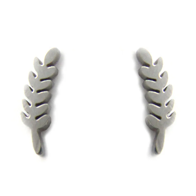 Aretes Tipo Broquel Acero Plateado Espiga de Trigo