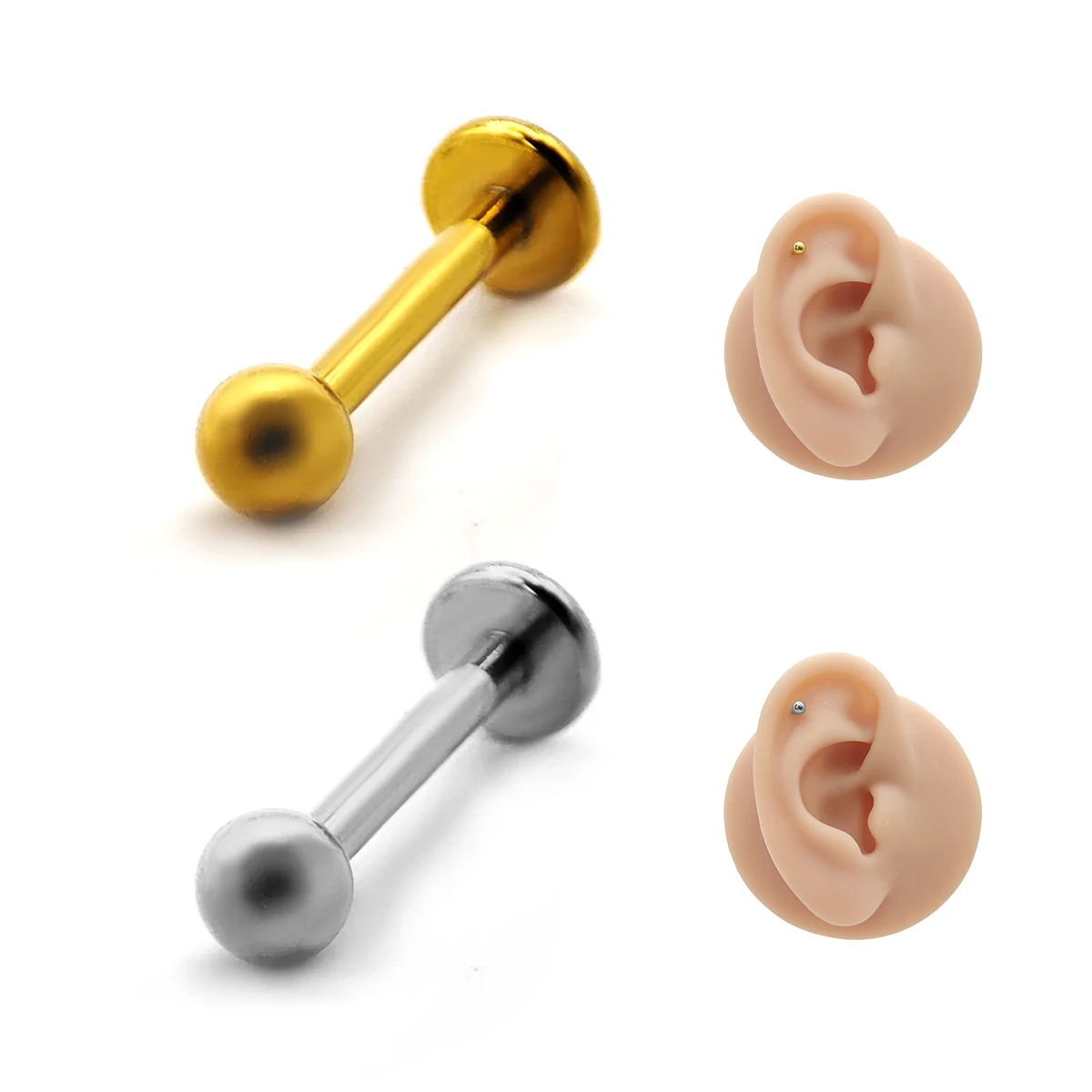 Piercing de Oreja Acero Esfera Clásica Lisa Minimalista