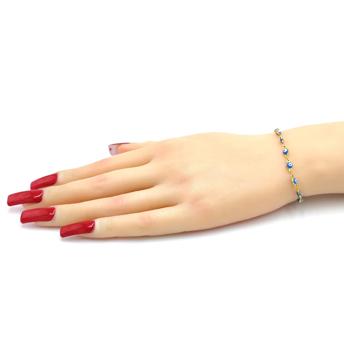 Pulsera Acero Dorado Ojo Turco Azul 4 Mm Proteccion