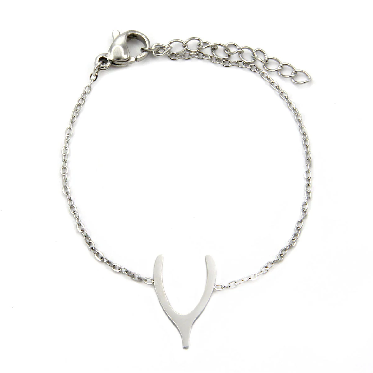 Pulsera Acero Plateado Huesito Buena Suerte Fortuna Deseo