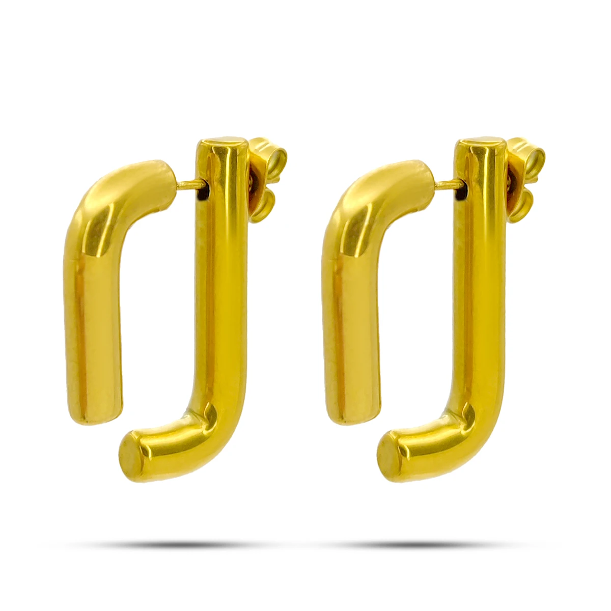 Aretes Acero Inox Dorado Tubulares Rectangulares Lisos