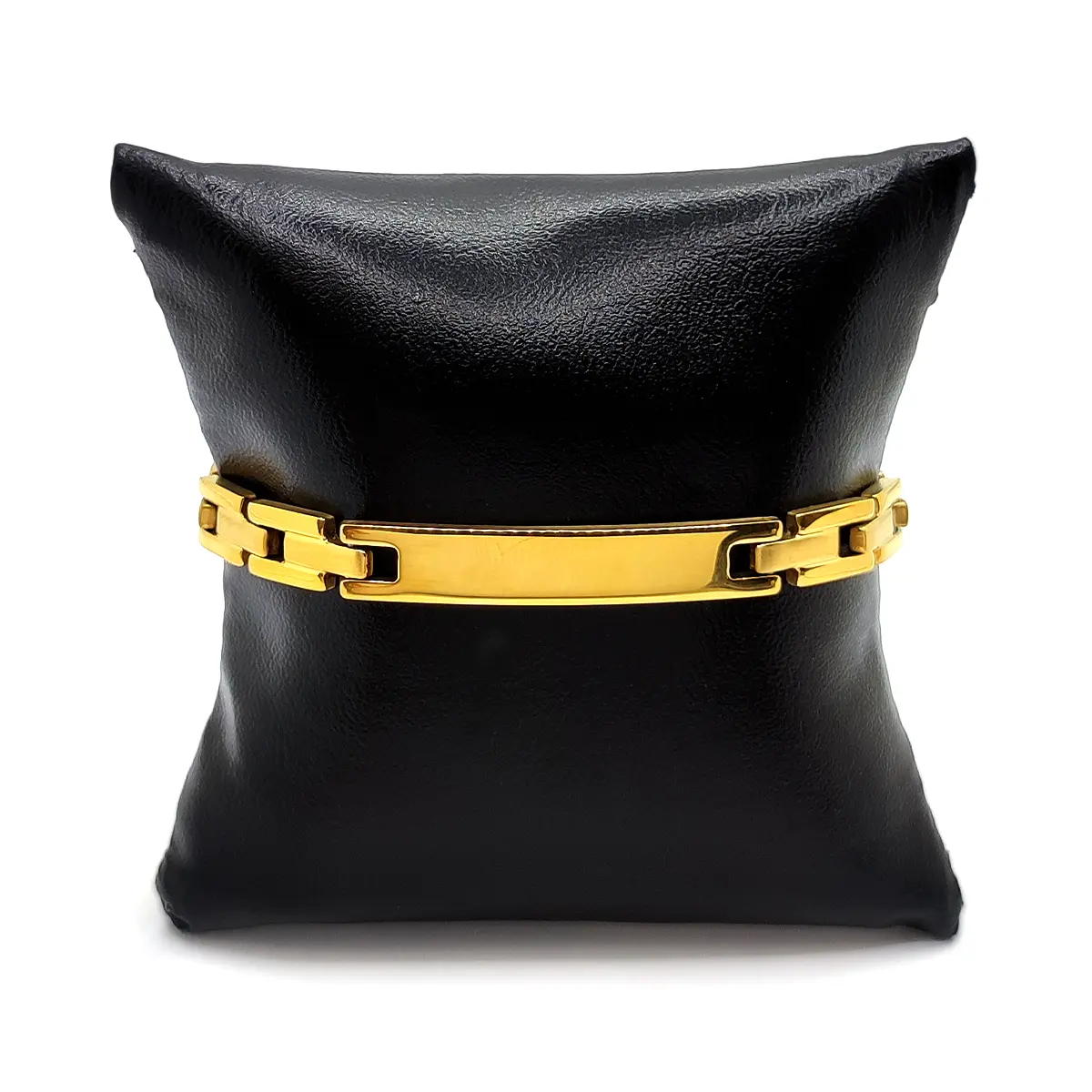 Pulsera Acero Dorado Tipo Esclava Clásica Placa 7mm