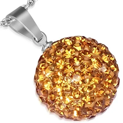 Dije de Acero y Zirconias Naranjas Diseño Esfera