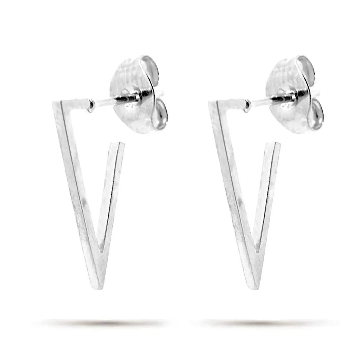 Aretes Mujer Acero Plateado Triángulos Isósceles Inv