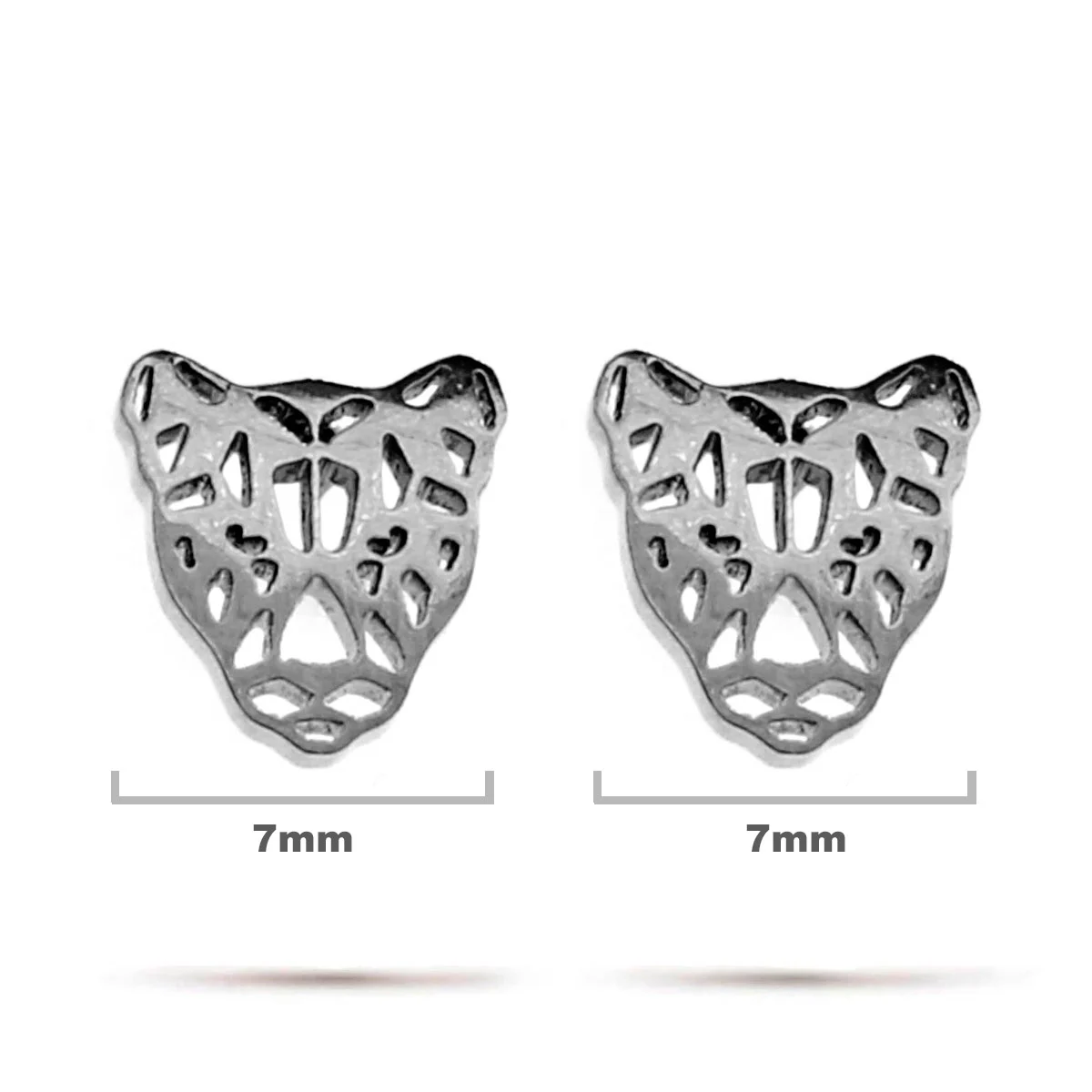Aretes Acero Plateado Tipo Broquel Pantera Geometrica