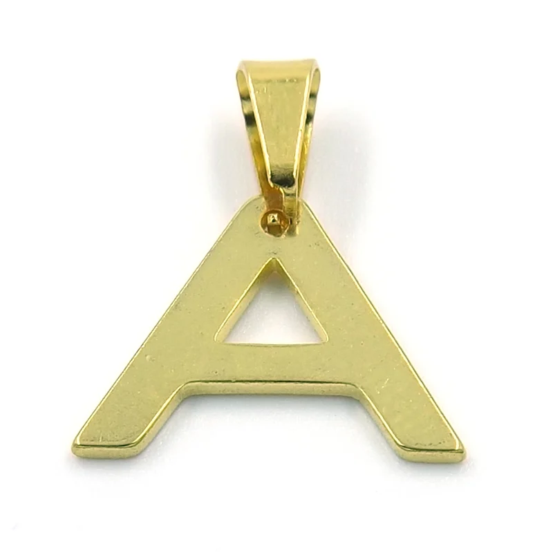 Dije de Acero Dorado Letra A Pequeña Alfabeto