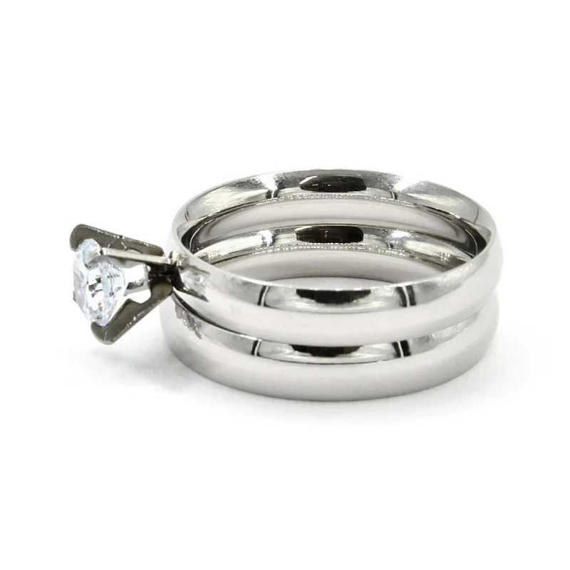 Anillos Acero Inox Tipo Argolla y Compromiso Duo Classic