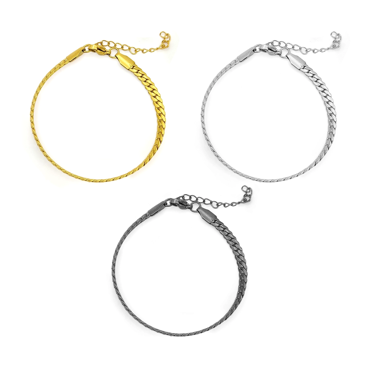Pulsera Acero Inox Esclava Cubana Planchada Sencilla 4mm