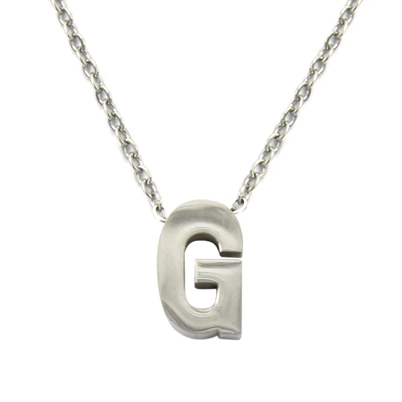 Collar Acero Inoxidable Plateado Letra G Pequeña Nice