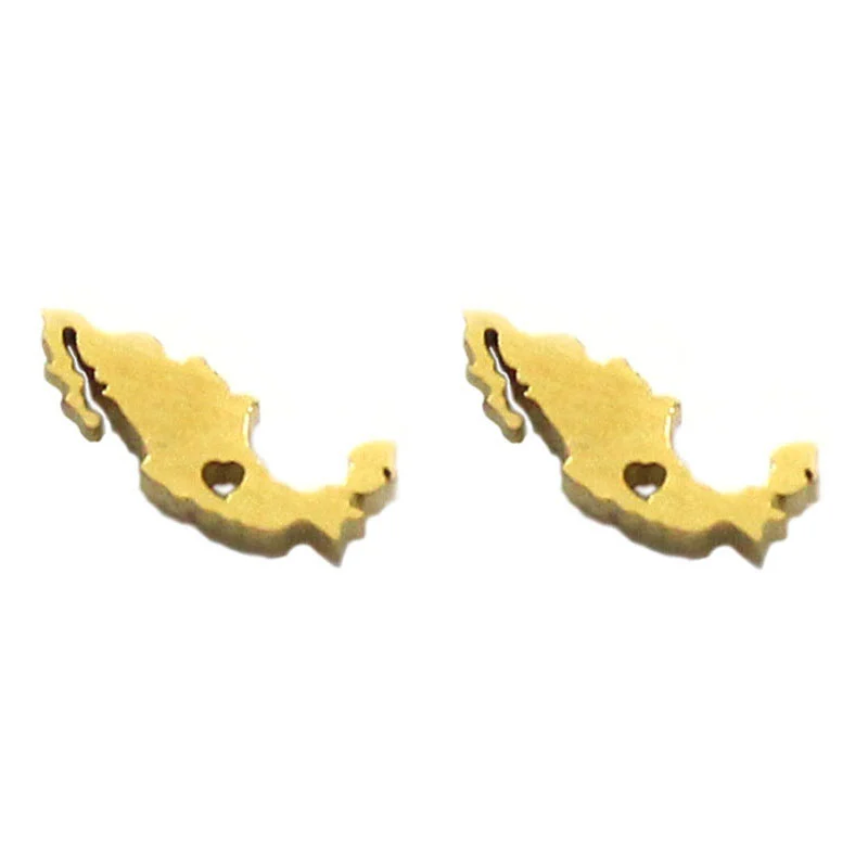 Arete Tipo Broquel Acero Inoxidable Dorado Mexico Corazon
