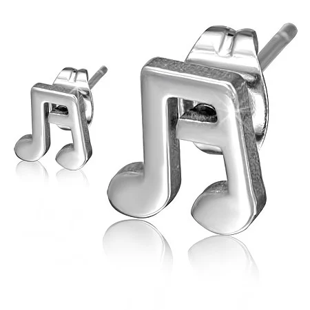Aretes de Acero Nota Musical Doble Corchea