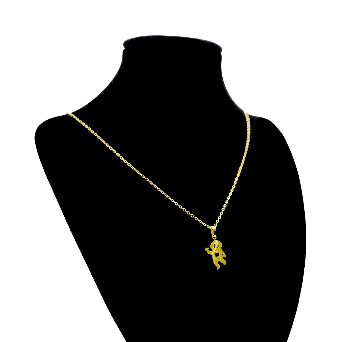 Set Joyeria Acero Inox Dorado Traje Astronauta Espacio
