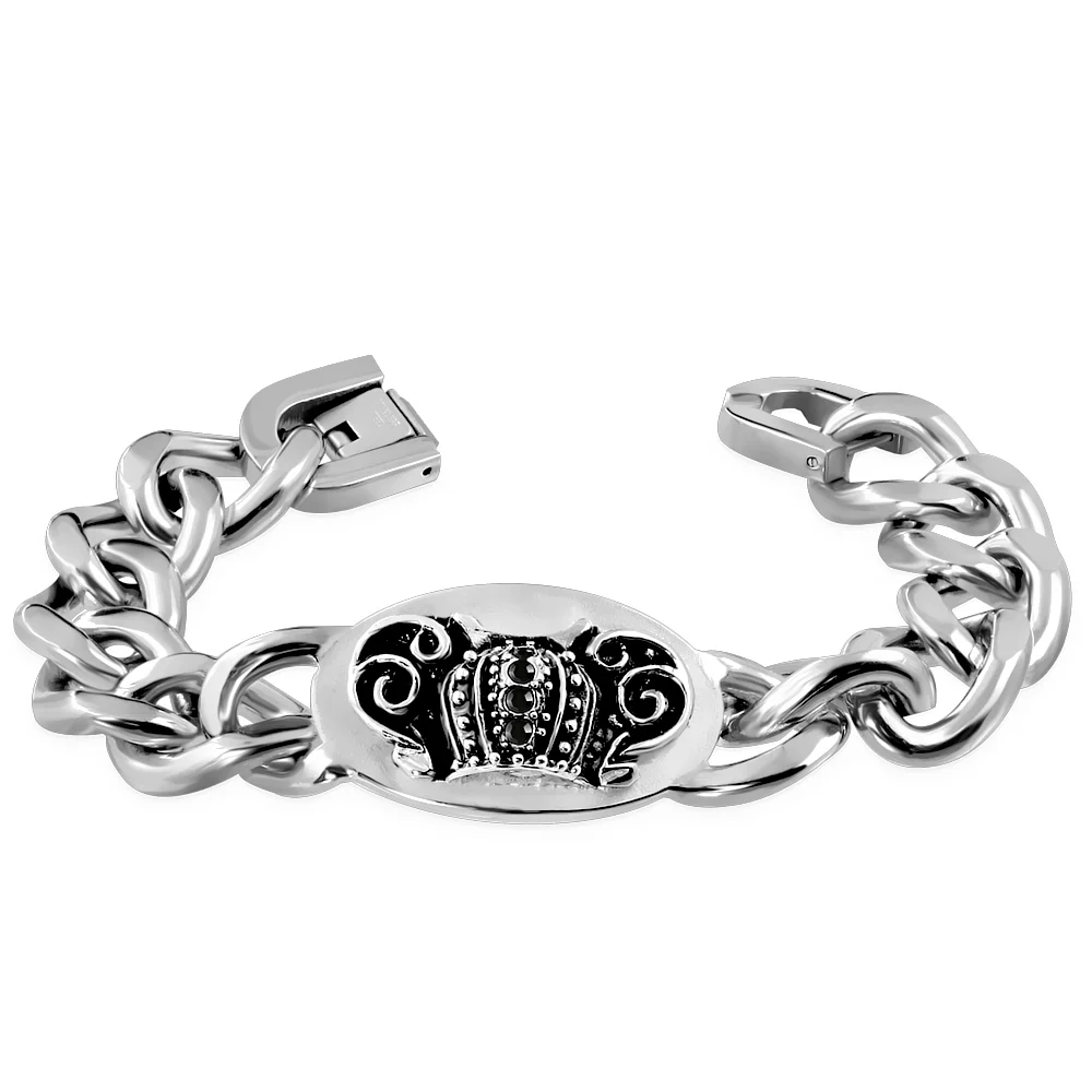 Pulsera Gruesa de Acero Tipo Esclava Chopper Royal Crown