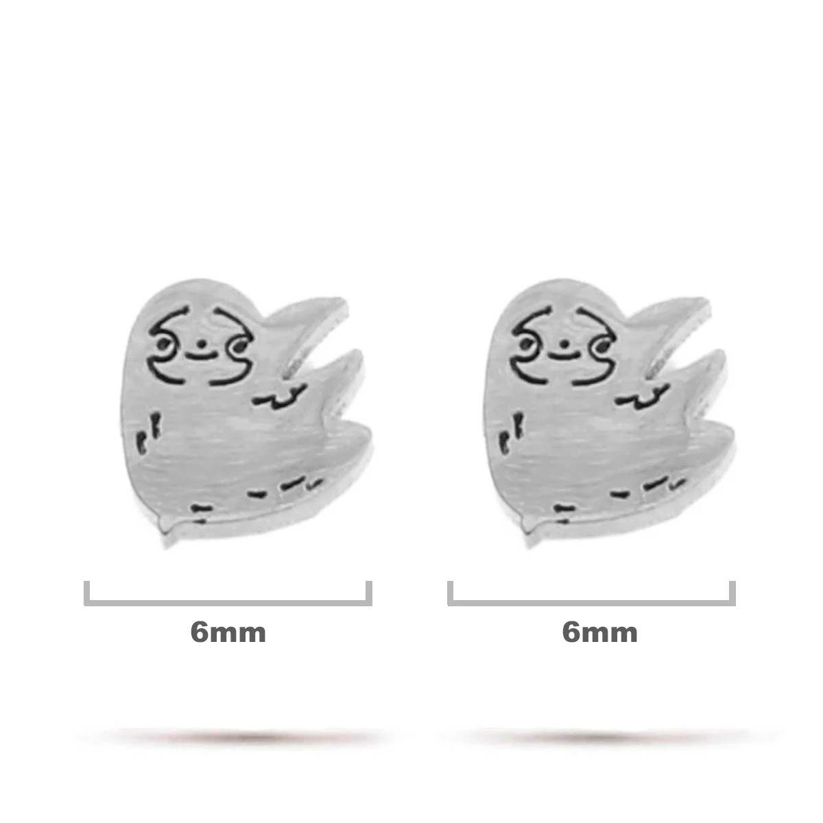 Aretes Acero Inox Plateado Tipo Broquel Perezoso Tierno