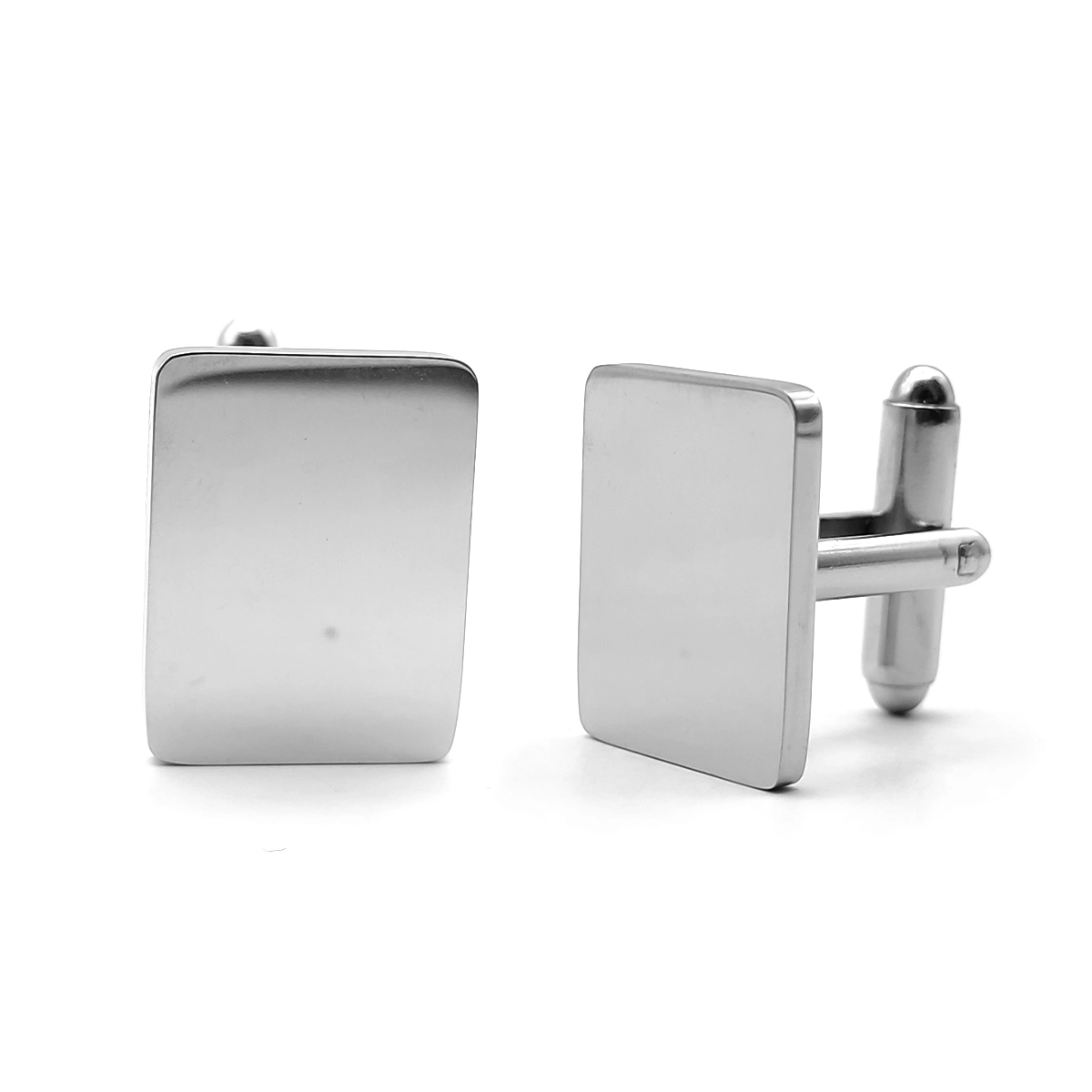 Mancuernillas Acero Plateado Rectangulo Liso para Grabado