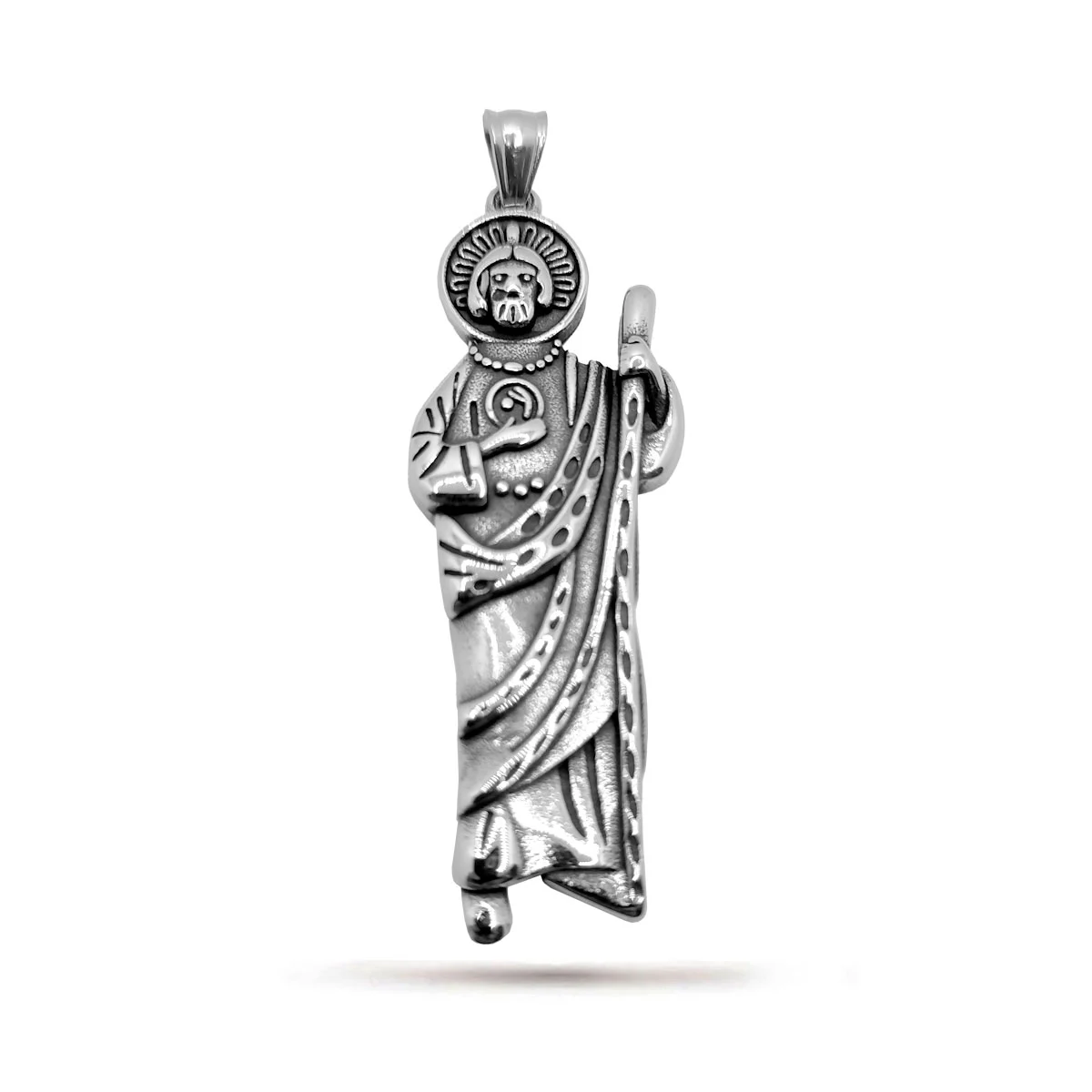 Dije Acero Inox Plateado San Judas Tadeo Catolico 55 mm