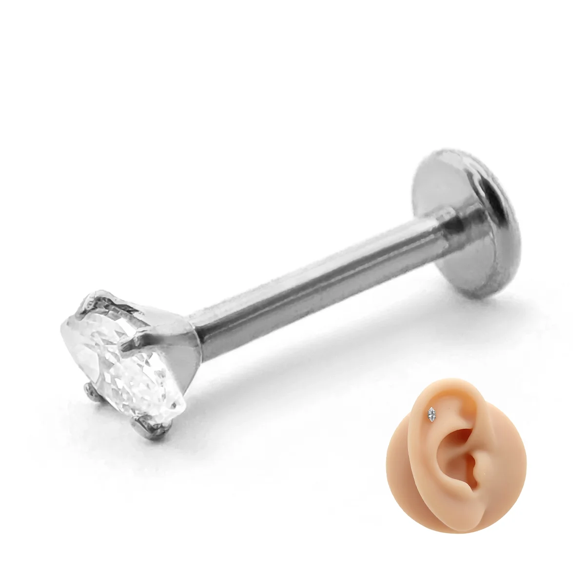 Piercing de Oreja Acero Zirconia Clara Corte Marquesa