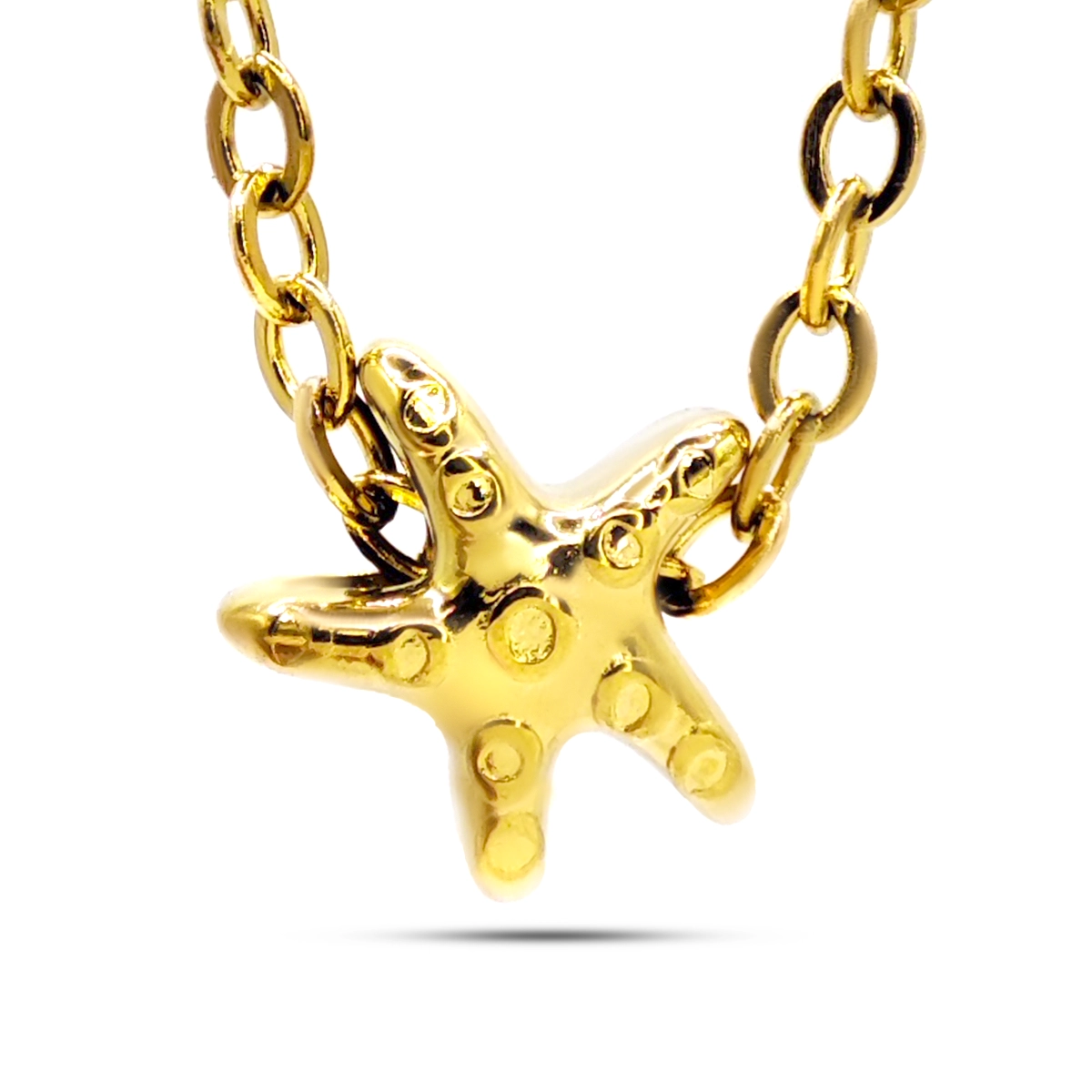Collar Acero Dorado Mini Estrella de Mar 7 mm