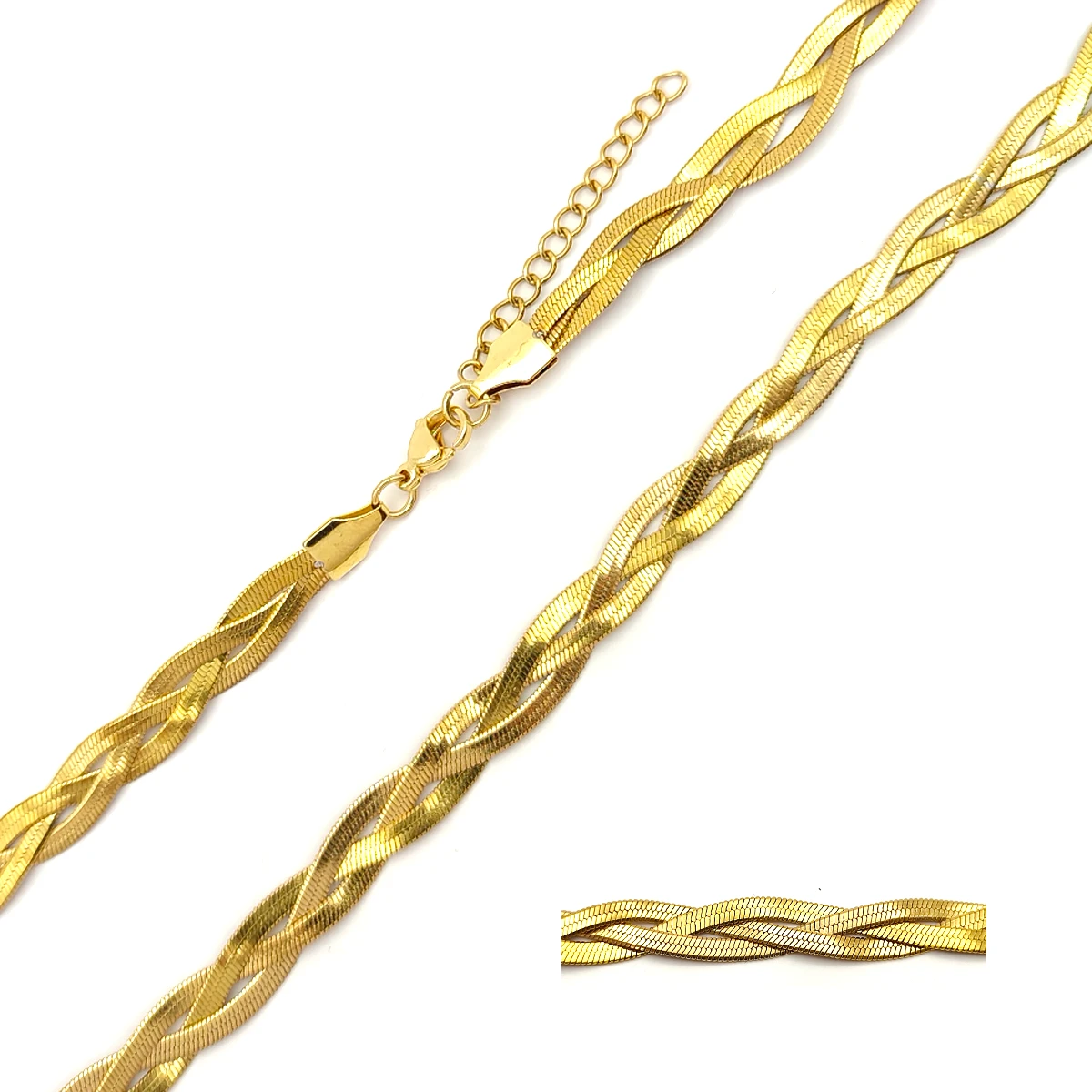 Cadena Acero Triple Planchada Trenzada Elegante