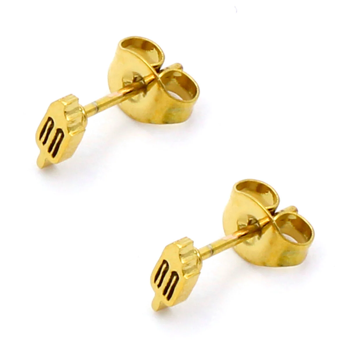 Aretes Acero Inox Dorado Tipo Broquel Paleta Hielo