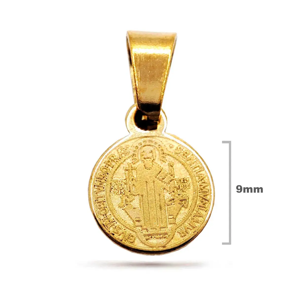 Dije Acero Inox Dorado Medalla Sacramental San Benito 9mm