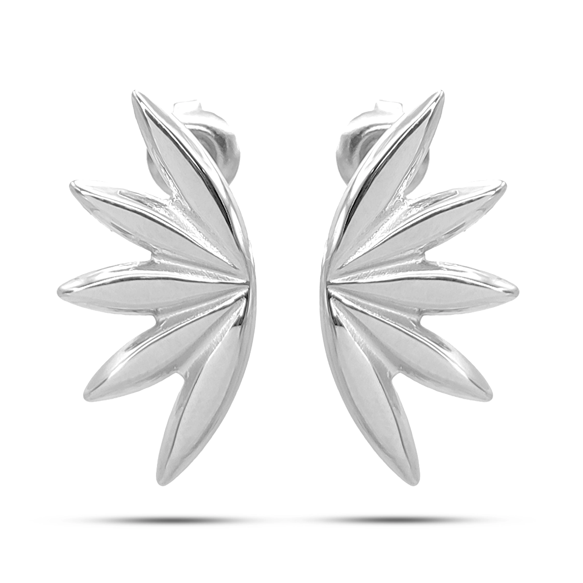 Aretes Acero Inox Hoja Media Flor Cinco Petalos Elegante