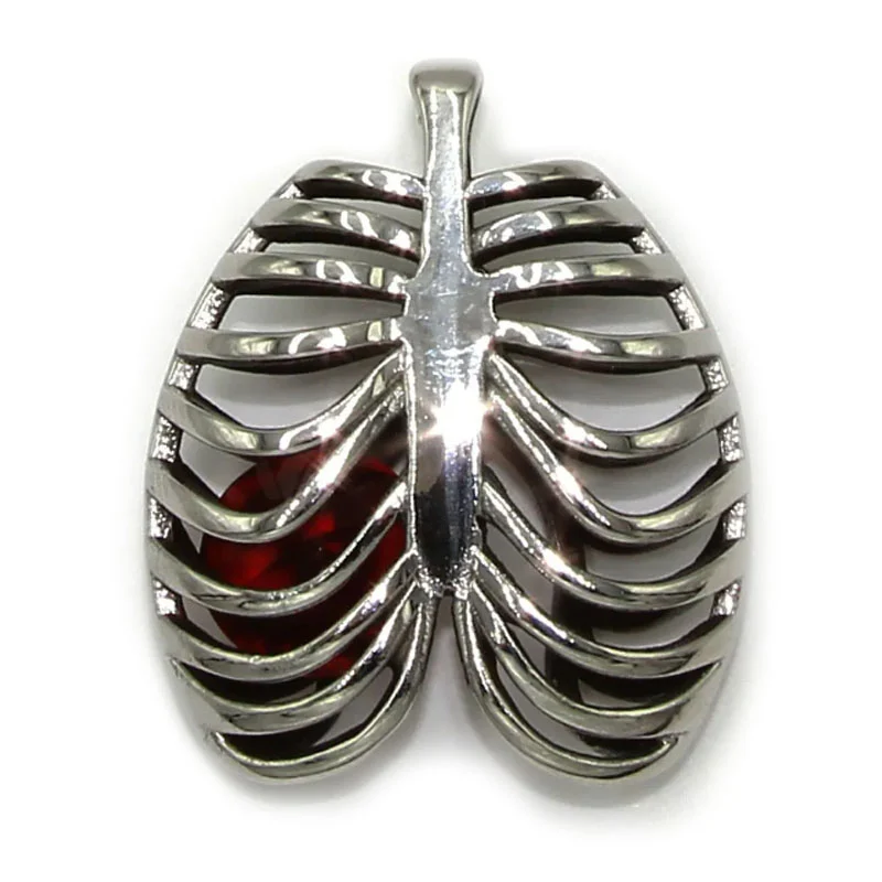 Dije Acero Plateado Diafragma Corazon Zirconia Rubí Amor